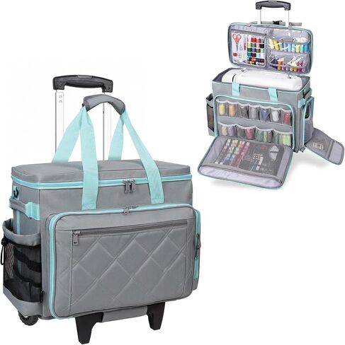 Rolling Sewing Machine Case Built-in hard plastic sheet Detachable Trolley in Saudi Arabia