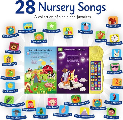 LEARNING BUGS My Big Nursery Songs Book – Sing Along with 28 Favorite Nursery Rhymes, Musical Books for Toddlers, 28-Button Music Book, Musical Toys for Toddlers 1-3 in Saudi Arabia