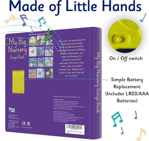LEARNING BUGS My Big Nursery Songs Book – Sing Along with 28 Favorite Nursery Rhymes, Musical Books for Toddlers, 28-Button Music Book, Musical Toys for Toddlers 1-3 in Saudi Arabia