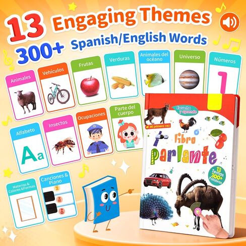 Spanish & English Bilingual Sound Book for Toddlers 2-5, 300 Words in Kuwait
