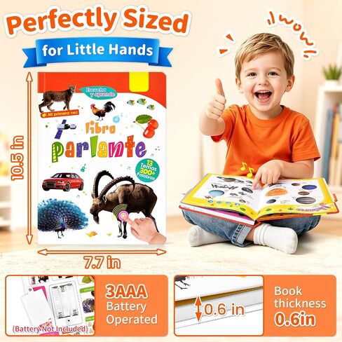 Spanish & English Bilingual Sound Book for Toddlers 2-5, 300 Words in Kuwait