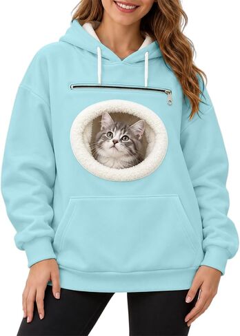 Pet Pouch Hoodie Dog Cat Carrier Larger Cuddle Pocket Half Zip Sweatshirt in Saudi Arabia