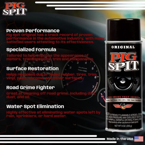 Pig Spit PSO Spit Original for Use on Motors, Transmissions, Vinyl and Black Plastic Trim Components and Tires, 9 oz, Single in Saudi Arabia