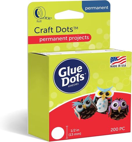 Glue Dots, Craft Dots, Double-Sided, 1/2", .5 Inch, 200 Dots, DIY Craft Glue Tape, Sticky Adhesive Glue Points, Liquid Hot Glue Alternative, Clear in Saudi Arabia