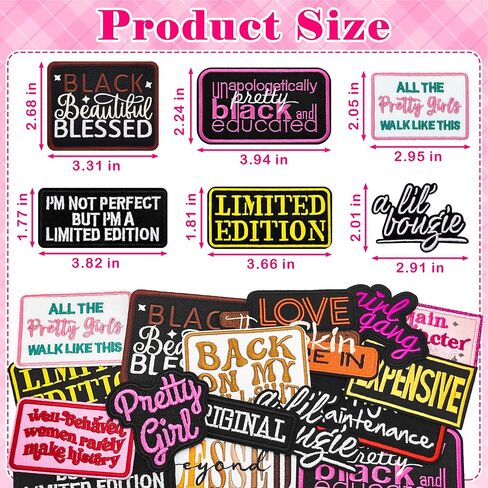 16pcs Black Girl Iron on Patches Girl Power Embroidered Patches for Trucker Hats Clothes Jackets Backpacks in Kuwait