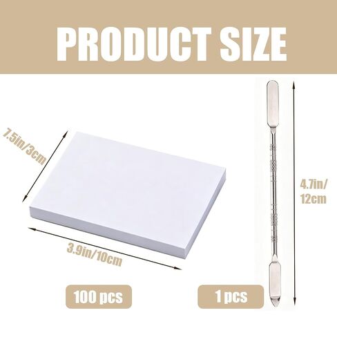 100 Sheets Disposable Nail Art Palette Paper, 3.93 × 3 Inches Portable Makeup Mixing Palette Paper, Nail Mixing Palette with 1 Pcs Mixing Stick for Nail Supplies Makeup Home Salon in Saudi Arabia