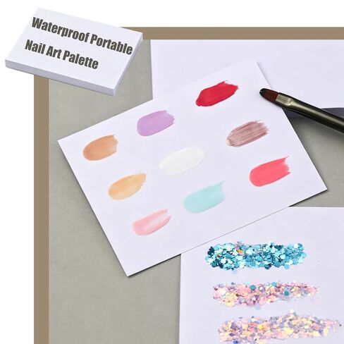 100 Sheets Disposable Nail Art Palette Paper, 3.93 × 3 Inches Portable Makeup Mixing Palette Paper, Nail Mixing Palette with 1 Pcs Mixing Stick for Nail Supplies Makeup Home Salon in Saudi Arabia