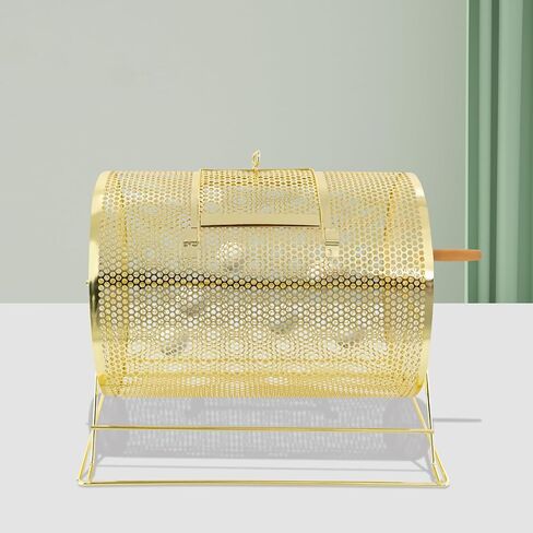 Gold Medium Raffle Drum 14x10x11 Inch, Metal Spinning Lottery Box with Wood Handle, Holds 5000 Tickets, Lockable Door, Bingo Game Ticket Tumbler for Fundraiser, Party, Church, School Event in Saudi Arabia
