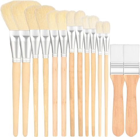 Mop Brush for Acrylic Painting, 14 Pcs Assorted Size Paint Brushes for Acrylic Painting Blending Brush with Wooden Handle Artist Brushes for Acrylic Watercolor Oil Painting Face Body Art in Saudi Arabia