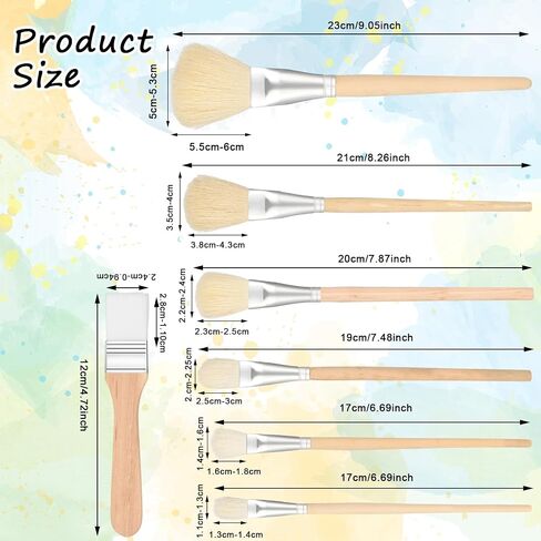 Mop Brush for Acrylic Painting, 14 Pcs Assorted Size Paint Brushes for Acrylic Painting Blending Brush with Wooden Handle Artist Brushes for Acrylic Watercolor Oil Painting Face Body Art in Saudi Arabia
