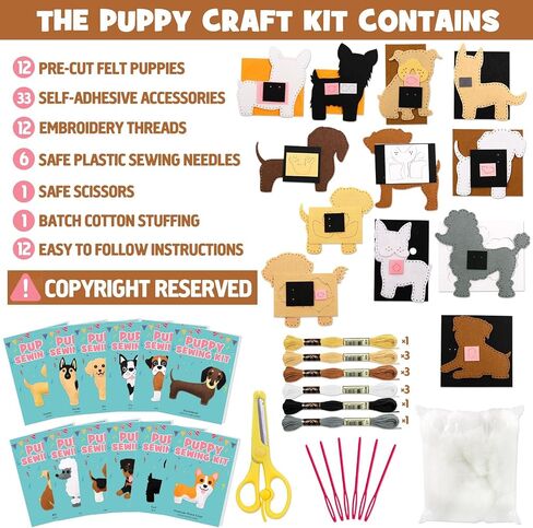 CiyvoLyeen Puppy Sewing Kit for Kids –Fun Plush Toy Sewing for Girls & Boys – DIY Felt Craft Gift Set Ages 7 8 9 10 11 12 in Kuwait