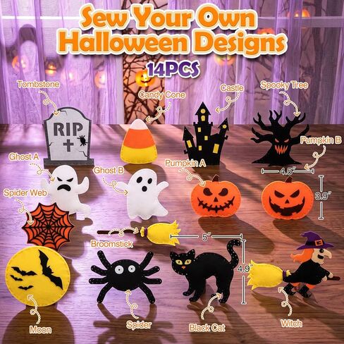 CiyvoLyeen Halloween Sewing Kit for Kids Ages 8-12 Felt Sewing Craft 14Pcs in Kuwait