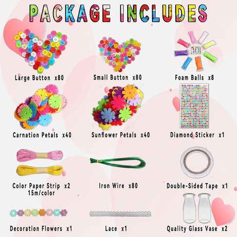 7july Crafts for Girls Ages 6-10 Make Your Own Flower Bouquet with Buttons and Felt Flowers, Vase Art and Craft for Children - DIY Activity Christmas Birthday Gift for Girls Age 6 7 8 9 10 Year Old in Kuwait