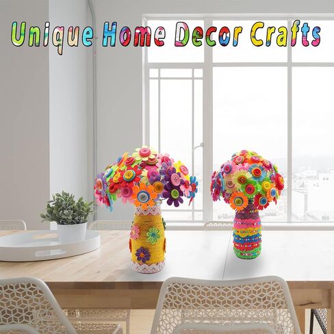 7july Crafts for Girls Ages 6-10 Make Your Own Flower Bouquet with Buttons and Felt Flowers, Vase Art and Craft for Children - DIY Activity Christmas Birthday Gift for Girls Age 6 7 8 9 10 Year Old in Kuwait