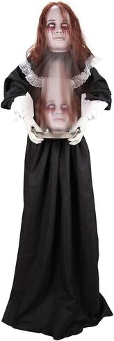 Haunted Hill Farm 5.3-Ft. Creepy Lady Holding Plate Halloween Animatronic in Saudi Arabia