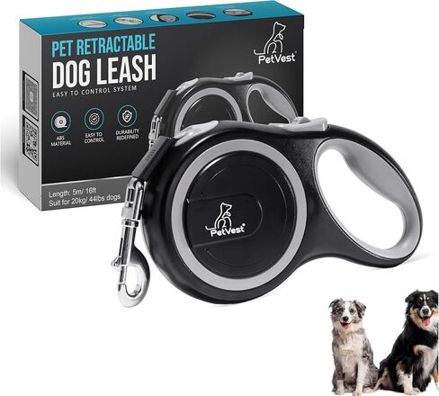 Retractable Dog Leash – Extendable up to 26 FT, Heavy Duty Nylon Tape, No-Tangle, One-Handed Brake & Lock, for Small to X-Large Dogs up to 110 lbs (Black) in Saudi Arabia