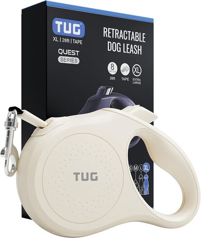 TUG Quest Retractable Dog Leash | 360° Tangle-Free | 26 ft Tape (XL, Black) in Saudi Arabia