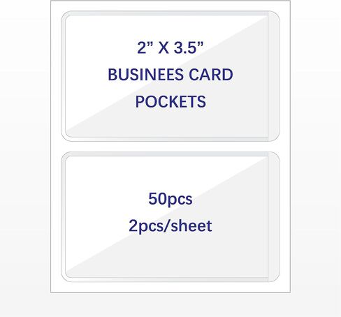 Clear Adhesive 4" x 6" Index Card Pockets with Top Open for Loading, 50 Pack, Plastic Labels Holders for Storage Bins and Library Card, Organizing and Protecting Your Index Cards or Photos in Kuwait