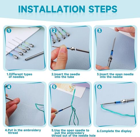 Mayboos 15 Pcs Punch Needle Kit, 8 Sizes Embroidery Punch Needle in Saudi Arabia