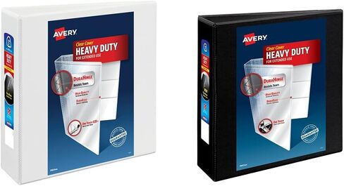 Avery Heavy Duty View 3 Ring Binder, 4" One Touch Slant Ring, Holds 8.5" x 11" Paper, 1 White Binder (79704) in Kuwait