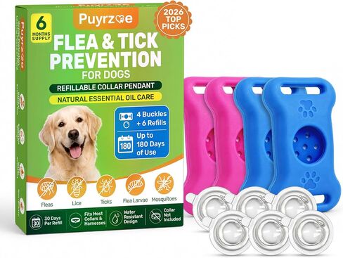 Puyrzoe Flea Collar for Dogs Pendant, 6 Refills Dog Flea Collar Pendant Tag in Saudi Arabia