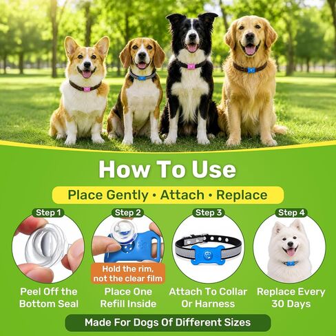 Puyrzoe Flea Collar for Dogs Pendant, 6 Refills Dog Flea Collar Pendant Tag in Saudi Arabia