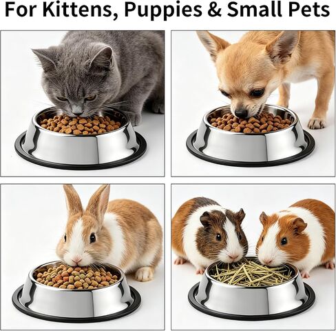 Fri4Free 2PCS 7oz Stainless Steel Non-Slip Small Cat Food Bowls in Kuwait