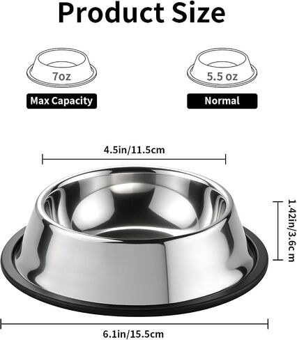 Fri4Free 2PCS 7oz Stainless Steel Non-Slip Small Cat Food Bowls in Kuwait