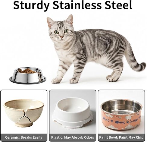 Fri4Free 2PCS 7oz Stainless Steel Non-Slip Small Cat Food Bowls in Kuwait
