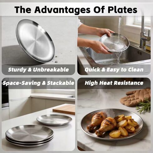 2-Pack Stainless Steel Basic Cat Bowls, Whisker-Friendly Thickened 6.7" Shallow Food Plates, 3M Adhesive Non-Slip Fixed Base, for Home/Outdoor Use with All Foods for Cats, Kittens & Small Pets in Kuwait