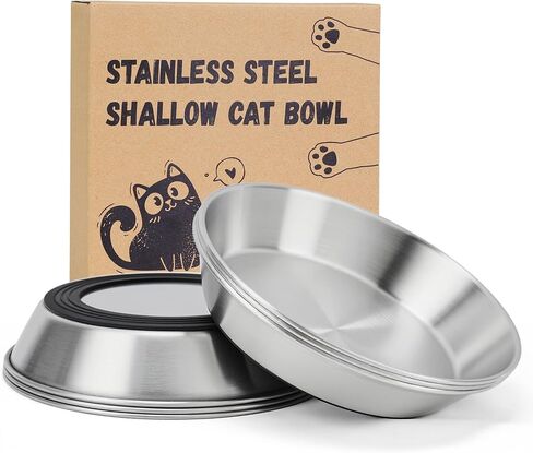 4-Pack 304 Stainless Steel Cat Food Bowls, Non-Slip Basic Dishes in Kuwait