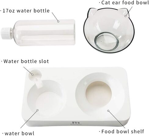 Marchul Double Elevated Dog Cat Bowl, Pets Water and Food Bowl Set, 15° Raised Tilted Dishes Indoor for Kitten, Puppies, Small or Medium Size Dogs Cats in Kuwait