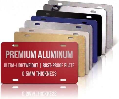 Blank Metal Automotive License Plate Plates Tag for Custom Design Work - 0.025 Thickness/0.5mm - US/Canada Size 12x6 (Black) in Kuwait