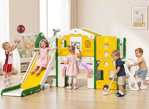 BIERUM 10 in 1 Toddler Slide for Toddlers Aged 1-3 Indoor Playset Green in Saudi Arabia