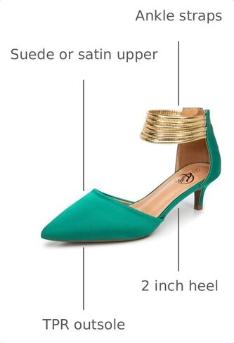Trary Women’s Ankle Strap Kitten Heels for Women,Green Heels Red Heels Purple Heels Black Heels,Closed Toe Heels for Women, with Stiletto & Golden Strap in Kuwait