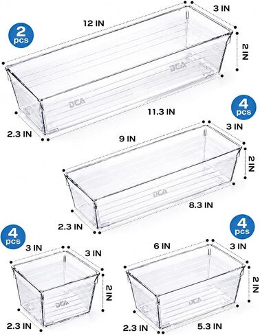 14 PCS Clear Plastic Drawer Organizer Tray for Makeup, Kitchen Utensils, Jewelries and Gadgets in Kuwait