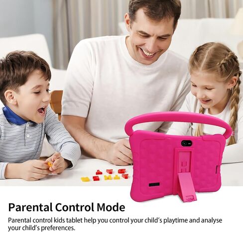 Tablet Kids 7 inch with Shockproof Case, 1GB RAM 32GB ROM, Android Toddler Tablet with Bluetooth, WiFi, GMS, Parental Control, Educational, Games(Pink in Saudi Arabia