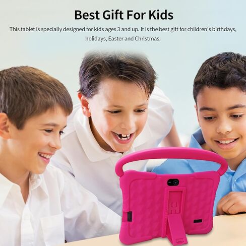 Tablet Kids 7 inch with Shockproof Case, 1GB RAM 32GB ROM, Android Toddler Tablet with Bluetooth, WiFi, GMS, Parental Control, Educational, Games(Pink in Saudi Arabia