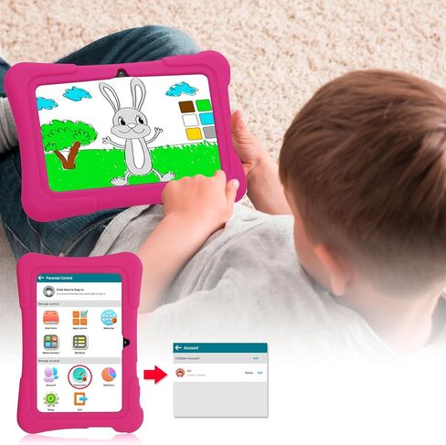 7 Inch Kids Tablet, Android Tablet for Kids, 32GB+512GB Expand Pink in Saudi Arabia