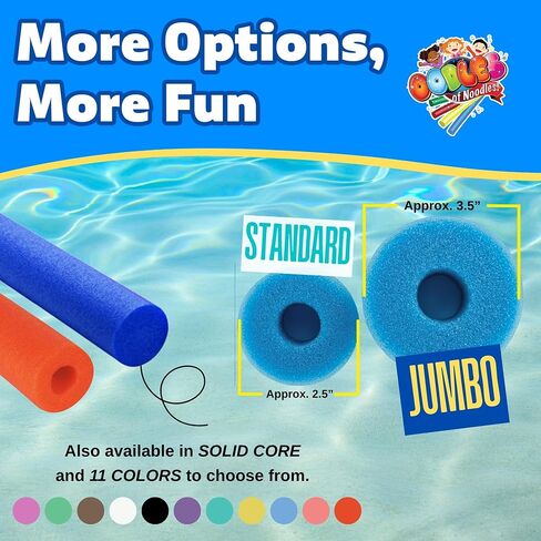 Oodles of Noodles Foam Pool Swim Noodles 2 Pack, 55" x 3.5" Blue, Hollow Core Swimming Foam Tube for Pool Floats, Buoyant for Beach, Water Play, Crafts, DIY Projects & Pipe Insulation in Saudi Arabia