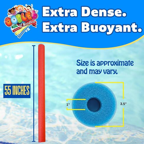 Oodles of Noodles Foam Pool Swim Noodles 2 Pack, 55" x 3.5" Blue, Hollow Core Swimming Foam Tube for Pool Floats, Buoyant for Beach, Water Play, Crafts, DIY Projects & Pipe Insulation in Saudi Arabia
