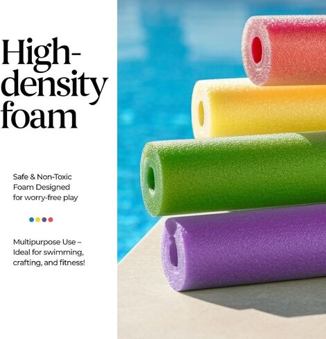 Play22 Pool Noodles Foam - Soft Large Rainbow Foam Noodle Tube, 6 Colors Bulk Swim Noodles, Multi-Purpose, Pool Toy, Floating Training Device, Exercise Aid, Craft Projects in Saudi Arabia
