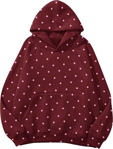 Lauweion Women Solid Basic Fleece Letter Loose Hoodie Sweatshirt Long Sleeve Kangaroo Pocket Drop Shoulder Pullovers Top in Kuwait