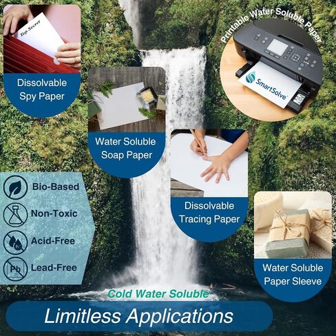 SmartSolve Water-Soluble 5pt CardStock, White, IT119206, Dissolves Quickly In Water, Biodegradable, Printable, Craft, Confidential Document, Memorial Letter, Letter Size, 8.5" x 11", 25 Sheets in Kuwait