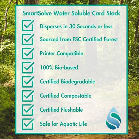 SmartSolve Water-Soluble 5pt CardStock, White, IT119206, Dissolves Quickly In Water, Biodegradable, Printable, Craft, Confidential Document, Memorial Letter, Letter Size, 8.5" x 11", 25 Sheets in Kuwait