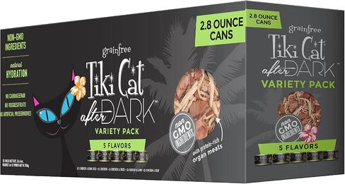 Tiki Cat After Dark Wet Cat Food, Variety Pack, 2.8 oz. Cans (12 Count) in Saudi Arabia