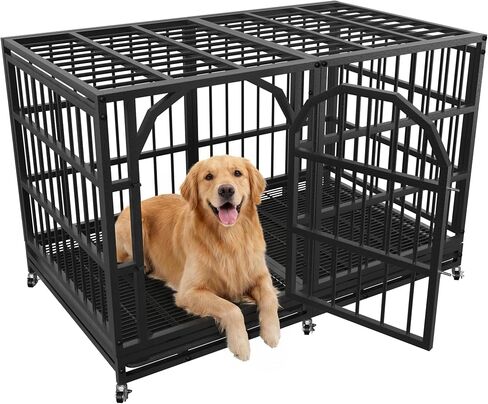 Asee'm 48 Inch Heavy Duty Dog Crate for Large Dogs Escape Proof, Black in Saudi Arabia