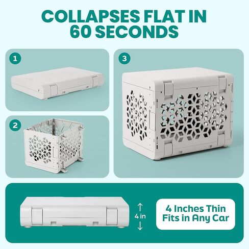 KindTail PAWD Collapsible Puppy and Dog Crate - Stylish Pet Kennel - Safe Indoor Kennel- Lightweight, Compact & Portable for Travel - Small White in Saudi Arabia