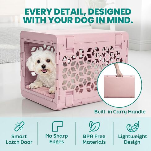 KindTail PAWD Collapsible Puppy and Dog Crate - Stylish Pet Kennel - Safe Indoor Kennel- Lightweight, Compact & Portable for Travel - Small White in Saudi Arabia
