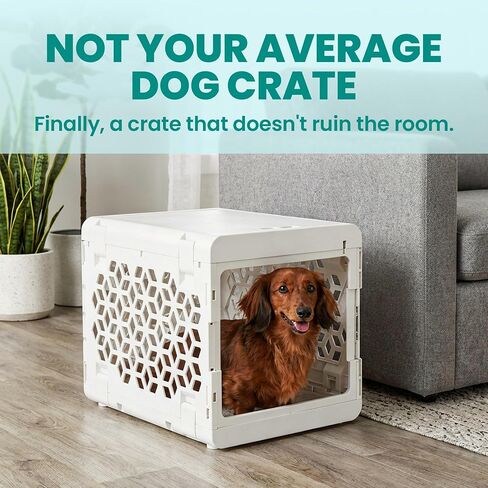 KindTail PAWD Collapsible Puppy and Dog Crate - Stylish Pet Kennel - Safe Indoor Kennel- Lightweight, Compact & Portable for Travel - Small White in Saudi Arabia